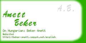 anett beker business card